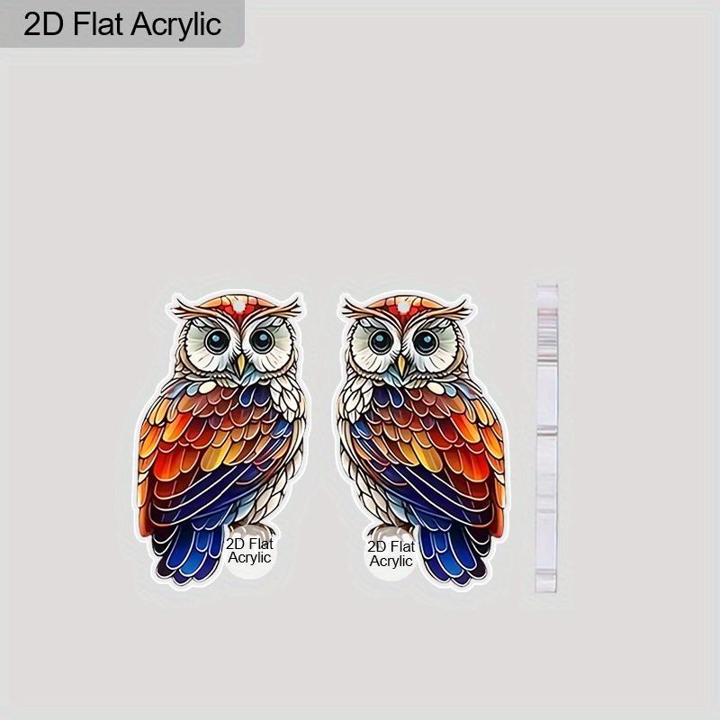2D Flat 1Pair Christmas Festival Cartoon Colorful Owl Pattern Earring Claus for Christmas Jewelry for Women Female