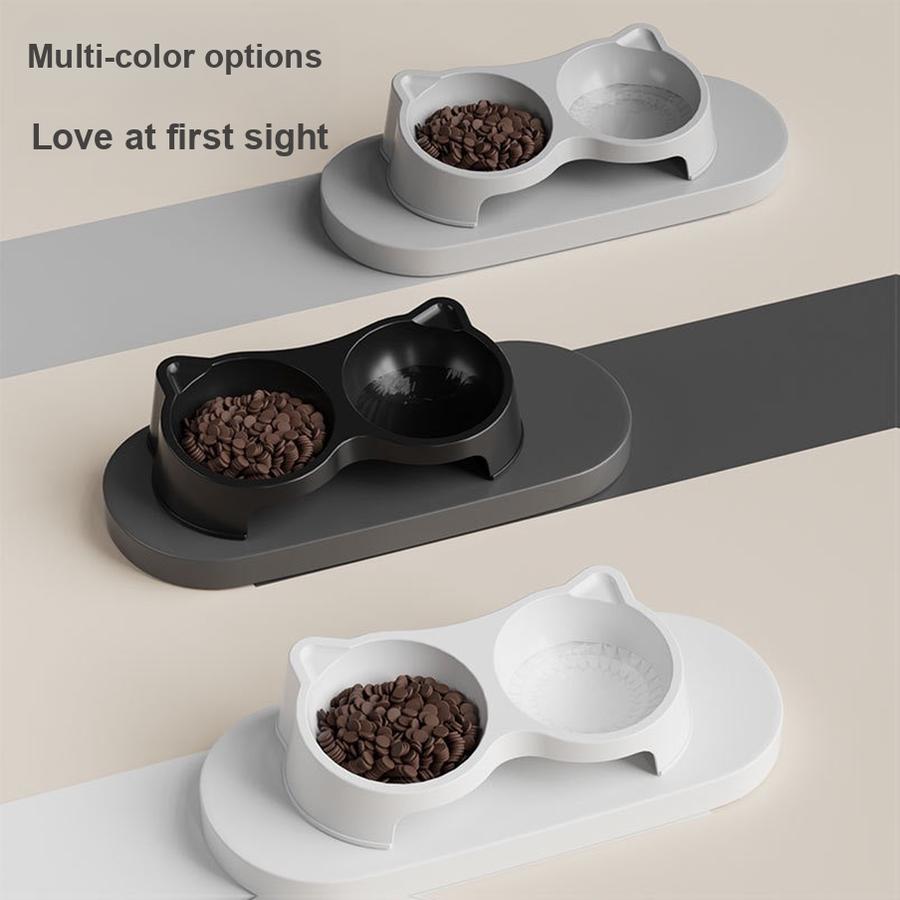 Pet Cat Food and Water Bowl Set Elevated Anti-Splash Pet Feeding Bowl for Cats and Dogs