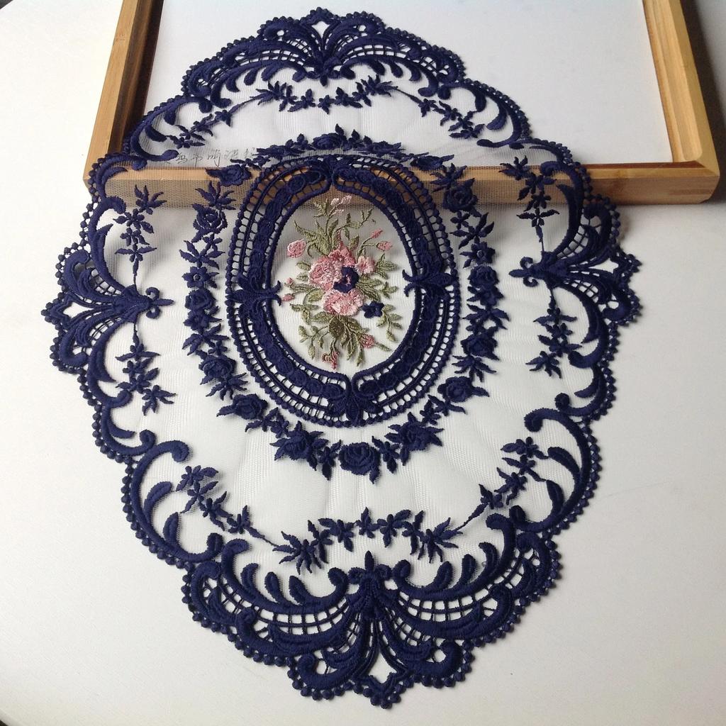 Oval Lace Embroidery Table Place Mat Ins Christmas Pads Cloth Placemat Cup Coffee Tea Coaster Doily Kitchen Table Decoration