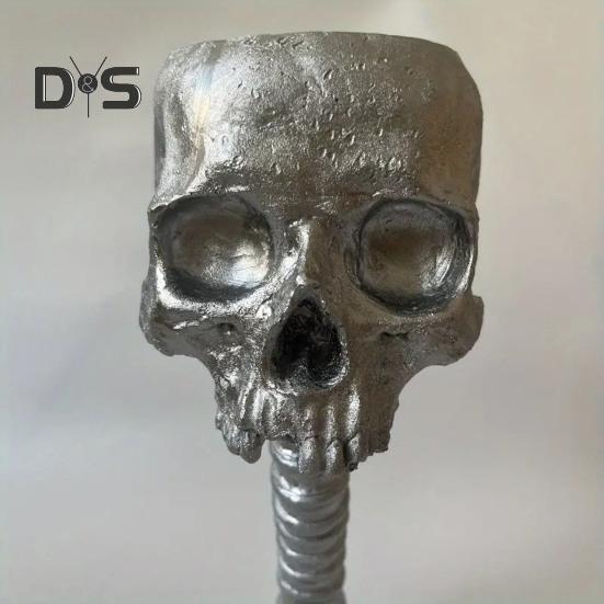 Skull Planter with Spine Stand Realistic Resin Skull Flower Pot Gothic Home Decoration Halloween Candy Bowl for Home Office Decor