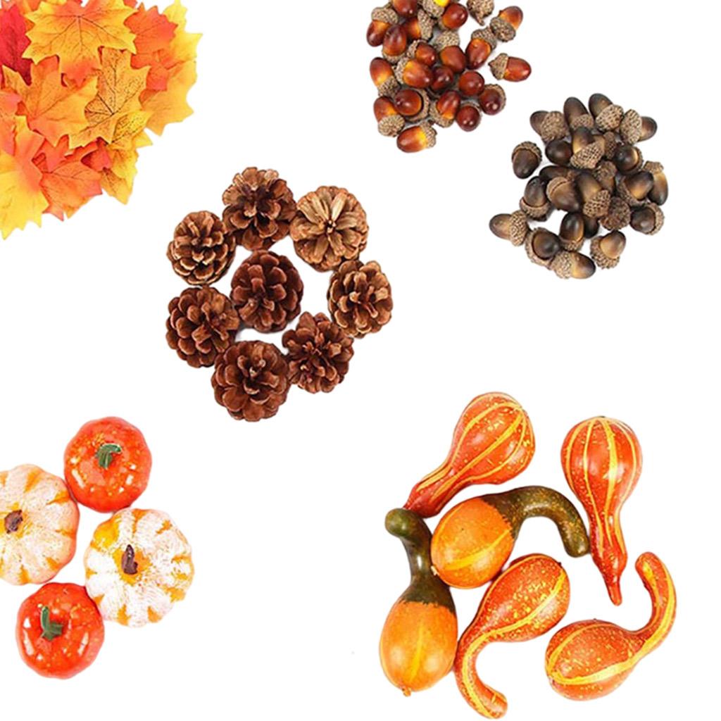Decorazione Autunnale Raccolta, Zucca Mini Assortita, Pigne e Ghiande per Feste Festive di Halloween, Forniture per Decorazioni