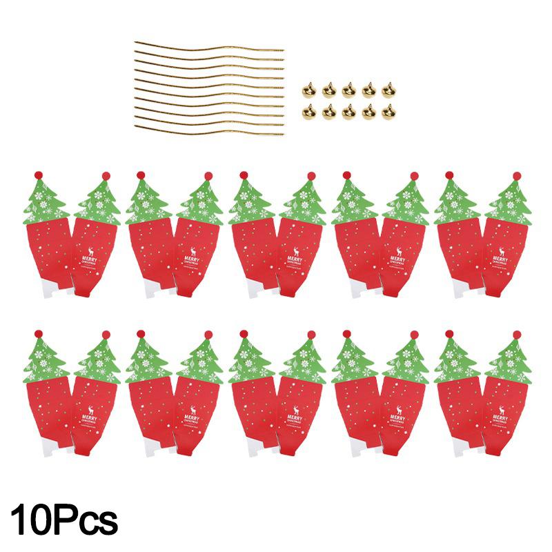 

10/20Pcs Merry Christmas Gift Bags Xmas Tree Shape Paperboard Packing Bag New Year Candy Snack Storage Pouch Christmas Candy Box S