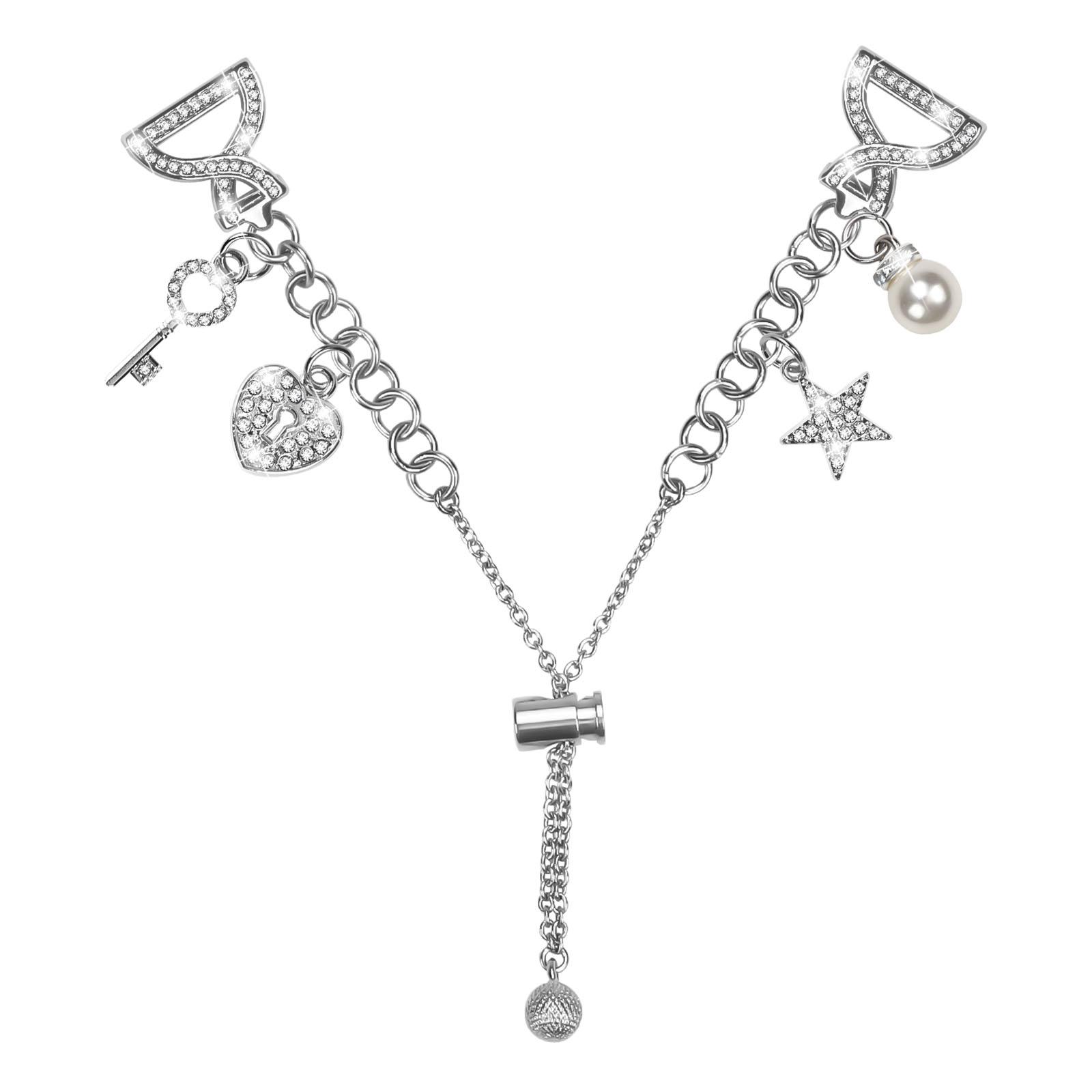 

For Honor MagicWatch 2 42mm/Coros Apex 2/Pace 2/TicWatch GTH/Misfit Vapor Watch Band X-Type Silver Single Loop Pearl Chain Metal Strap