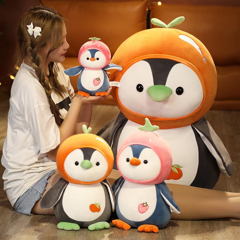 Cute Fruit Penguin Plush Toy Animal Zoo Couple Penguin Doll Baby Sleep Soothing Rag Doll 25cm 40cm 70cm 90cm