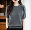 Spring Autumn Women Sweater O-Neck Cashmere Pullover Basic Short Sleeve Clothing Comfort Top Casual Solid
