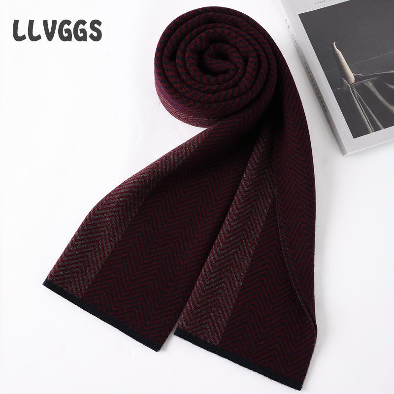 

2025 autumn and winter new pure wool men s scarf striped thickened casual warm business long scarf 180cm бордовий