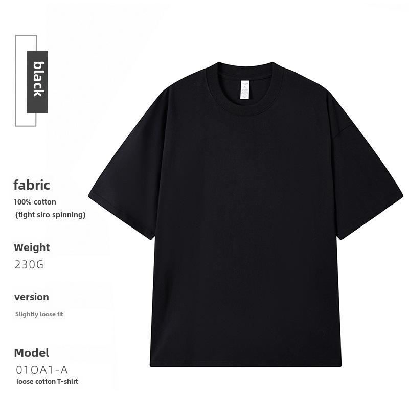 230g Combed Cotton Drop Shoulder Loose Fit Cultural T-Shirt with Embroidered Round Neck and Custom Printed Logo