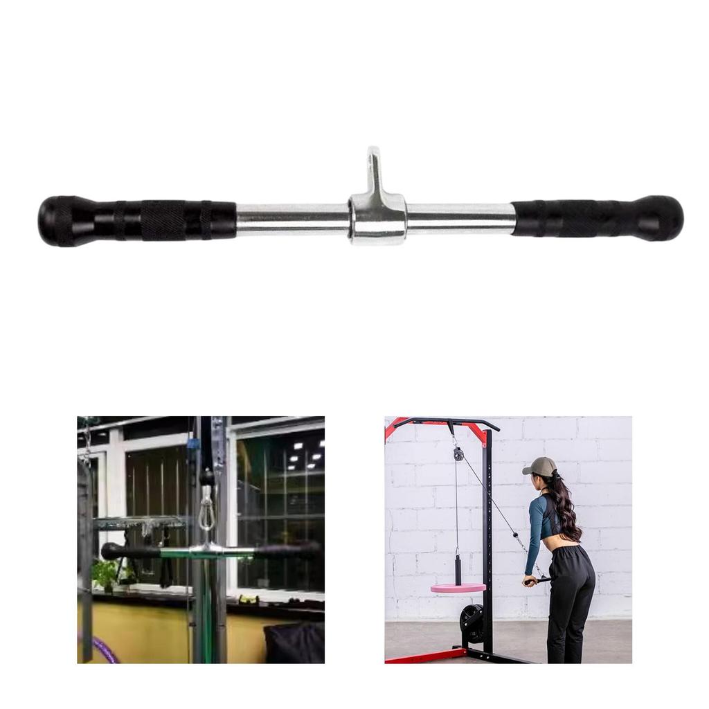 LAT Bar Non Slip Straight for Cable Pulley System Machine Squat Rack Gym Silver and Black