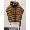 Schinteon Women Down Irregular Vest with Hood Sleeveless Jacket Solid Fashionable Autumn Winter