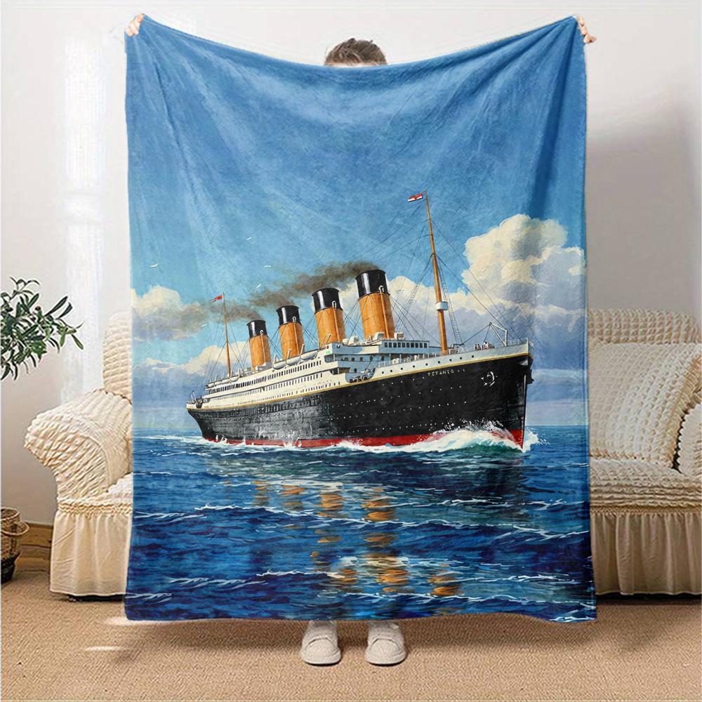 Titanic Theme Printed Blanket - Perfect for Couch, Bed, Travel & Outdoor Use | Machine Washable, Cozy & Durable.