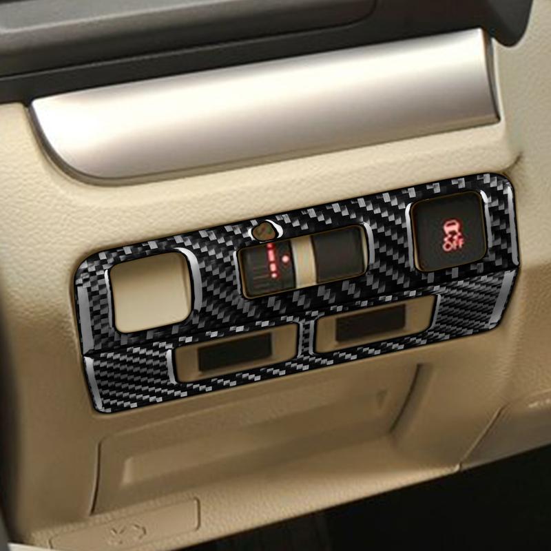 Real Carbon Fiber Car Accessories Headlight Switch Panel Cover Soft Sticker For Subaru Impreza 2012-2016 XV Crosstrek 2013-2017