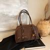 Boston Style Handbag Small Pu With Seaming Details For Work Or Casual