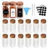12pcs Spice Jars with Labels Thickened Glass Seasoning Containers with Bamboo Lids Sealed Seasoning Bottles with Silicone Funnel