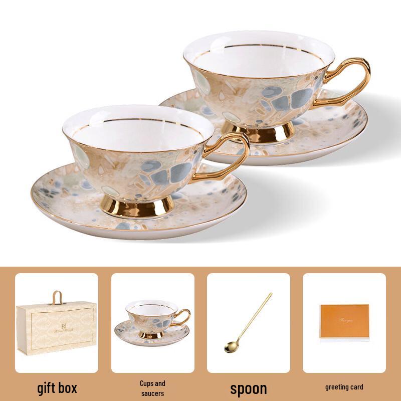 Shangqi Gilded Ceramic Coffee Cup and Saucer Set