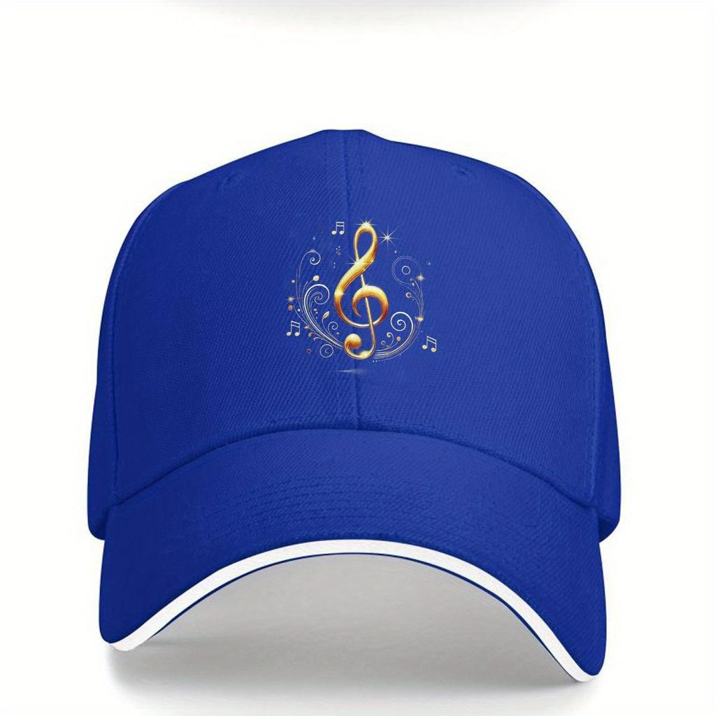Golden Treble Clef Music Lover Baseball Cap Adjustable Sun Hat Breathable Casual Unisex Adult Cap