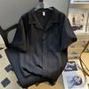 Summer Fashion Turn Down Collar Loose Casual Single Breasted Shirt Male Short Sleeve Solid Cardigan Top Men