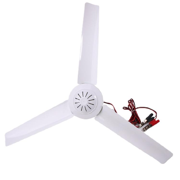 DC12V Plastic 3 Leaves Ceiling Fan Camping Tent Silent Hanging Cooling Fan