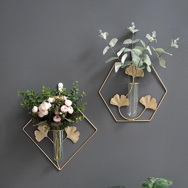 Artistic Background Crafts Wall Hanging Vases Wall Dry Flowers Ornaments Iron Home Decorations
