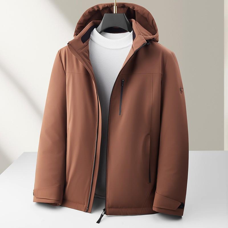 Mens Down Jacket Winter Hooded White Goose Fleece Thick Warm Casual Coat