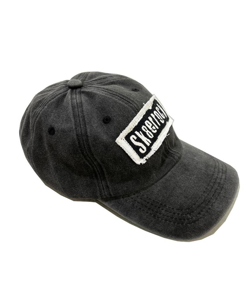 SK8ER ROCK Patchwork Pigmentwashing Ball Cap ((Charcoal))