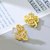 Gold  Pendant Necklace and Stud Earrings Set for Women Four Leaf Clover Charm Fashion Jewelry Gift Adjustable Chain