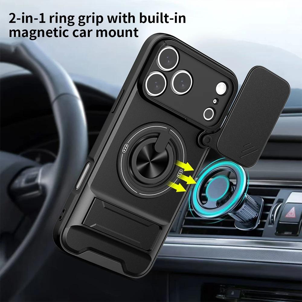 Rugged Shockproof Funda for iPhone 17 Air 16 11 12 13 14 15 Pro Max Case Armor Rotatable Camera Lens Cover Ring Stand Capa Funda