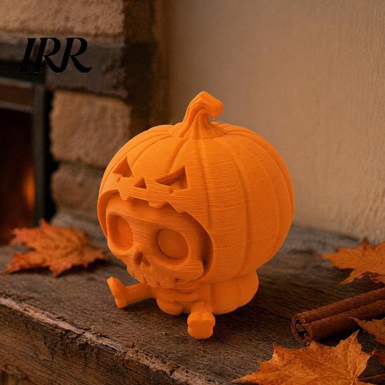 3D Printed Pumpkin Skull Ornament Ornament, Hollow Ghost Face Design, Desktop Halloween Decoration Detailed Layered Figurine, for Display