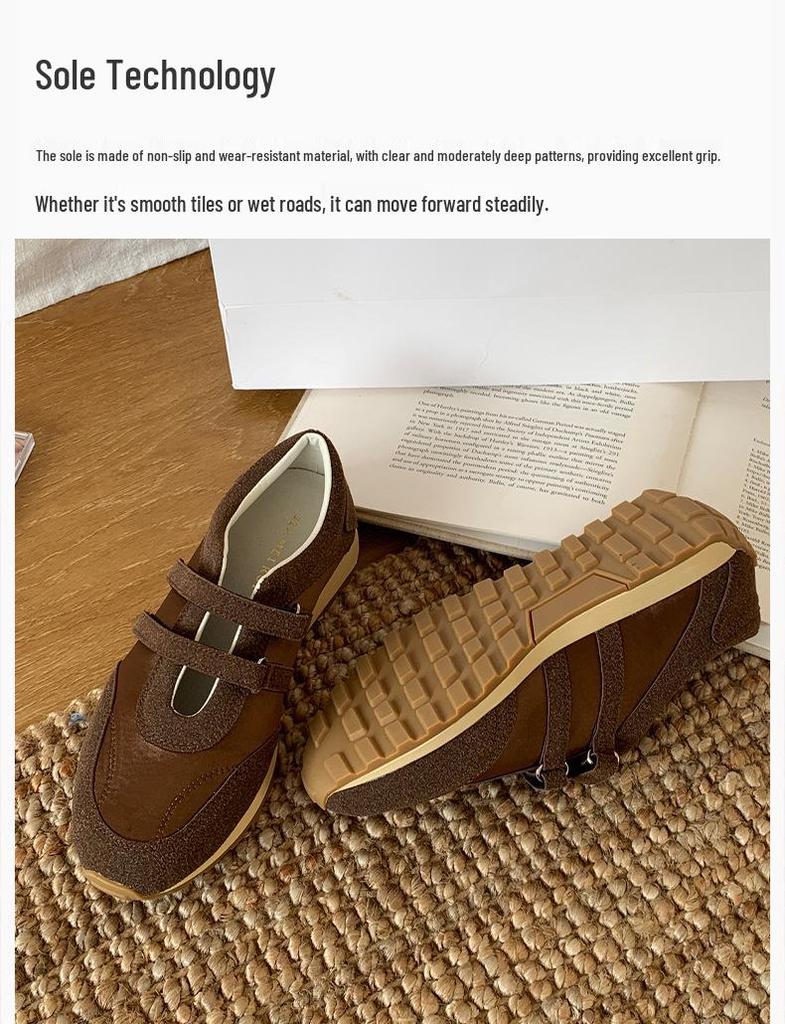 New Women's 2025 Genuine Leather Velcro Trainers: Thick Sole, Breathable, Versatile, In-Stock Casual Shoes