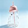 Teddy Bear Cartoon Glass Straw Cup - Cute Christmas Edition