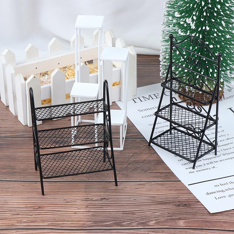 1/12 Dollhouse Miniature Rack Iron Shelf Flower Stand Decoration Accessories Handmade Playthings Present Children-Friendly