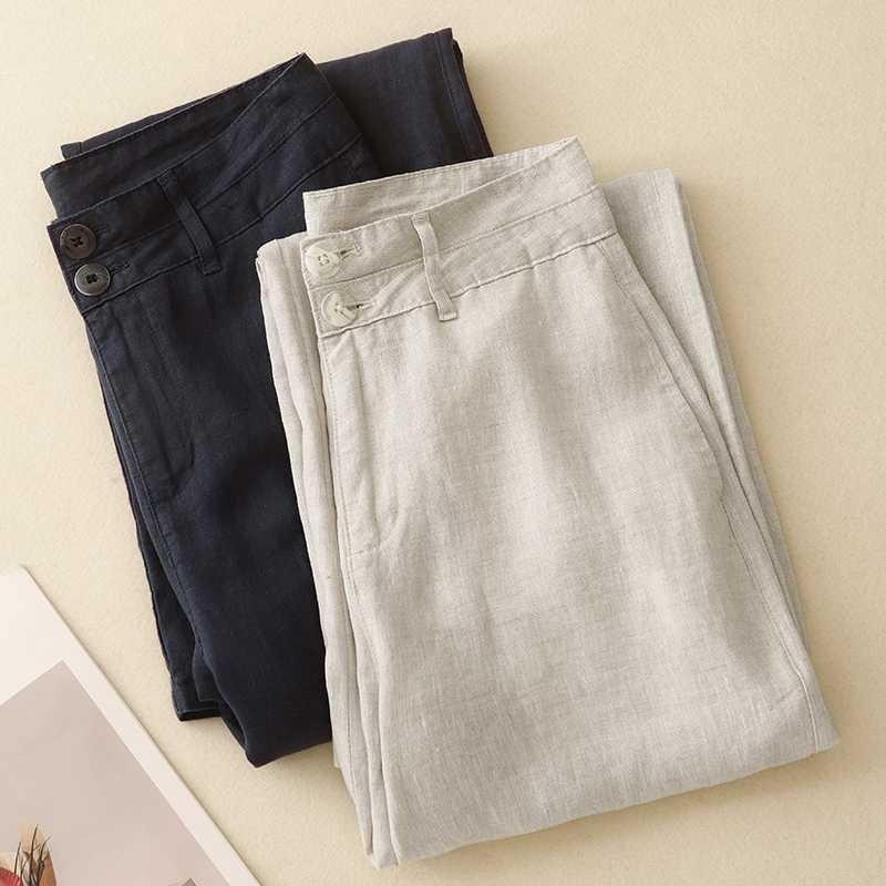 Linen loose wide leg pants for women's casual straight leg pants