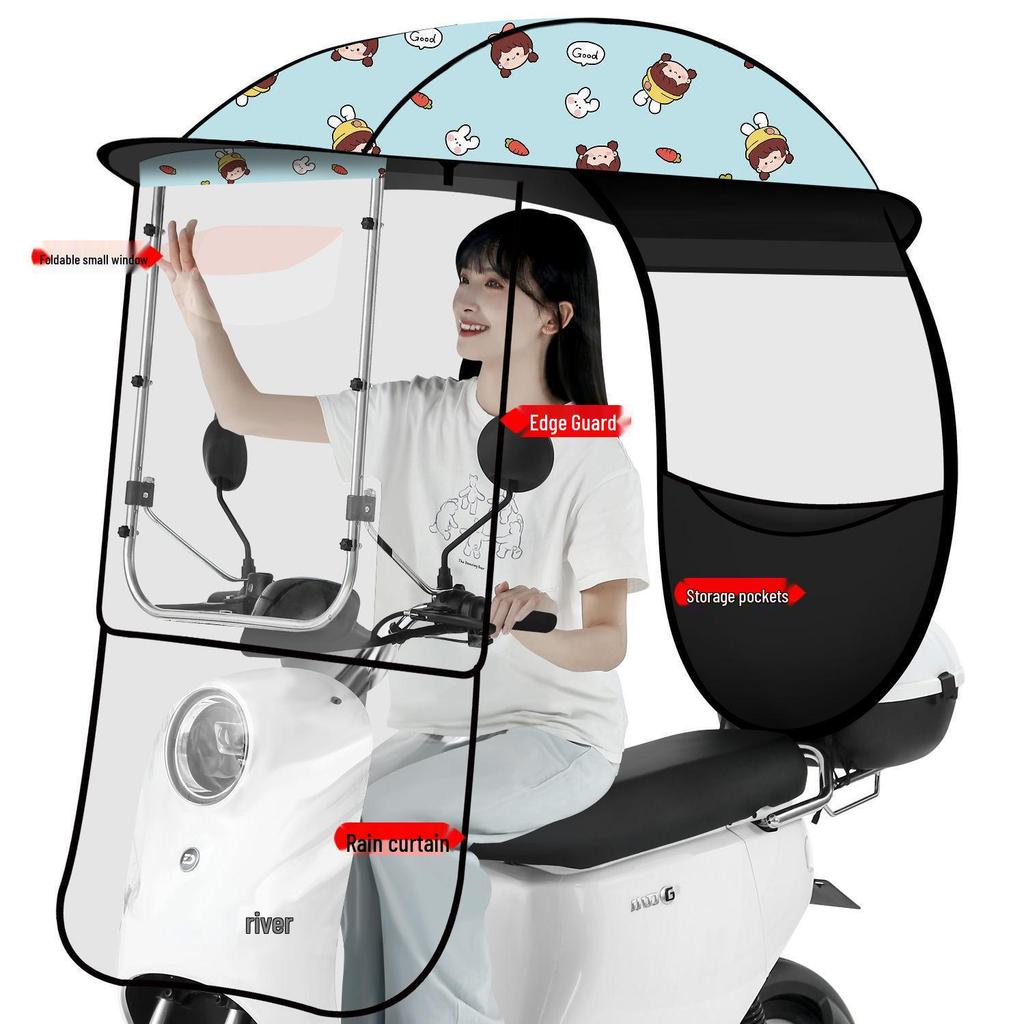 Förtjockat regntätt tak för elfordon, carport, motorcykel och trehjuling