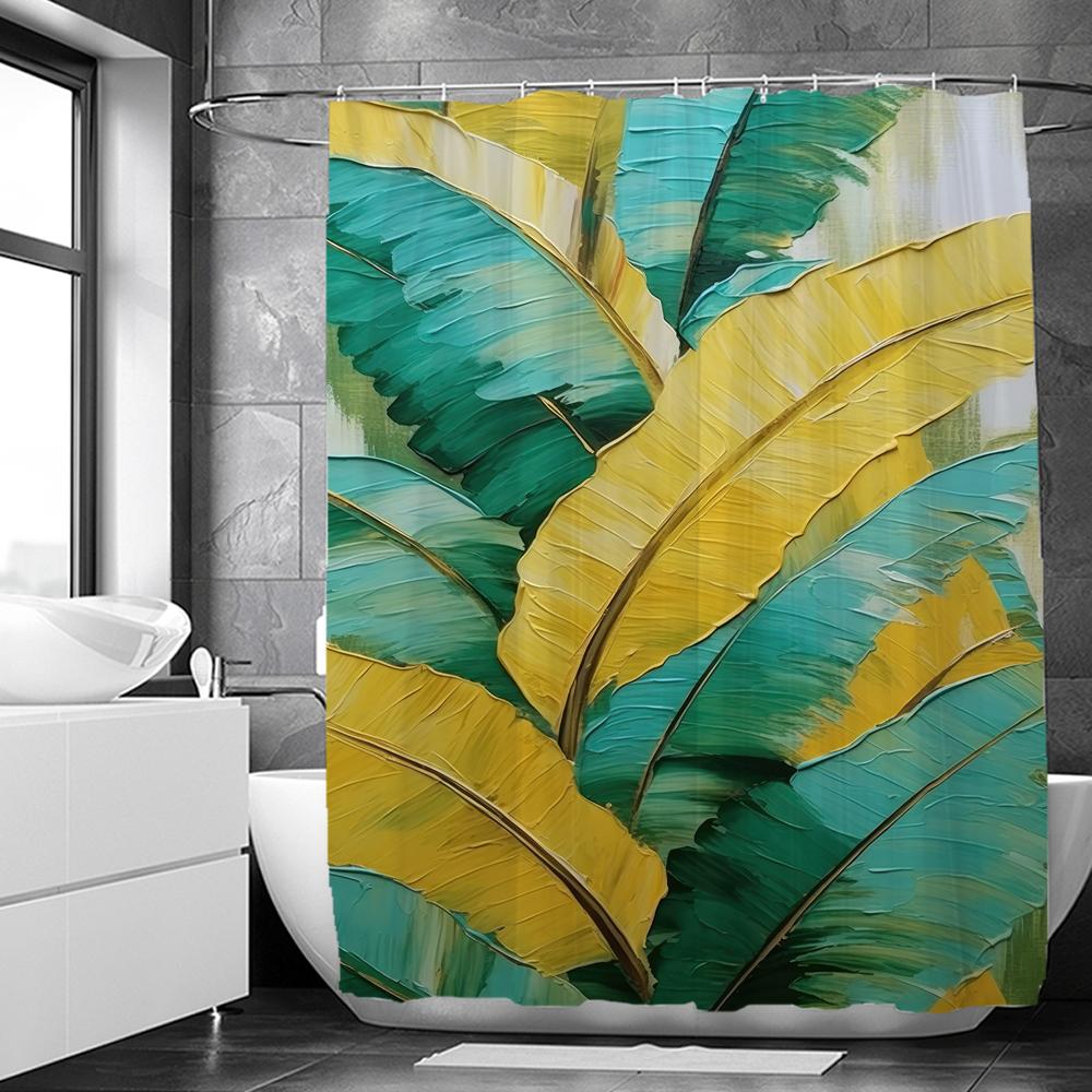 Watercolour Plant Palm Leaf Shower Curtain Print Nordic Minimalist Polyster Bathroom Curtains Home Decor Curtain With Hooks