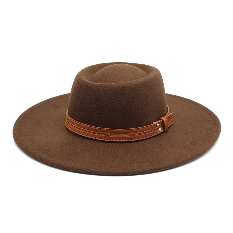 Solid Color Wool 9.5Cm Brim Men'S And Women'S Warm Outdoor Elliptical Concave Convex Torus Top Hat