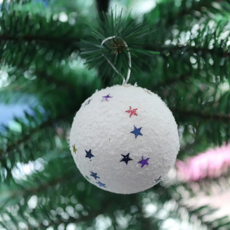 Foam Star Christmas Tree Ornament Shatterproof White Snowball Hanging Decor for Holiday Home Festive Party Decoration