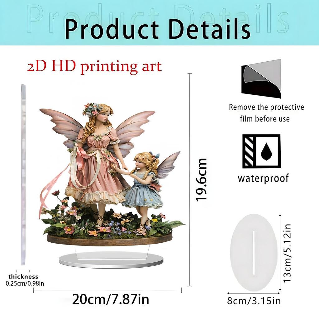Fairy Tale Flower Fairy & Unicorn 2D Acrylic Ornament for Home Decor