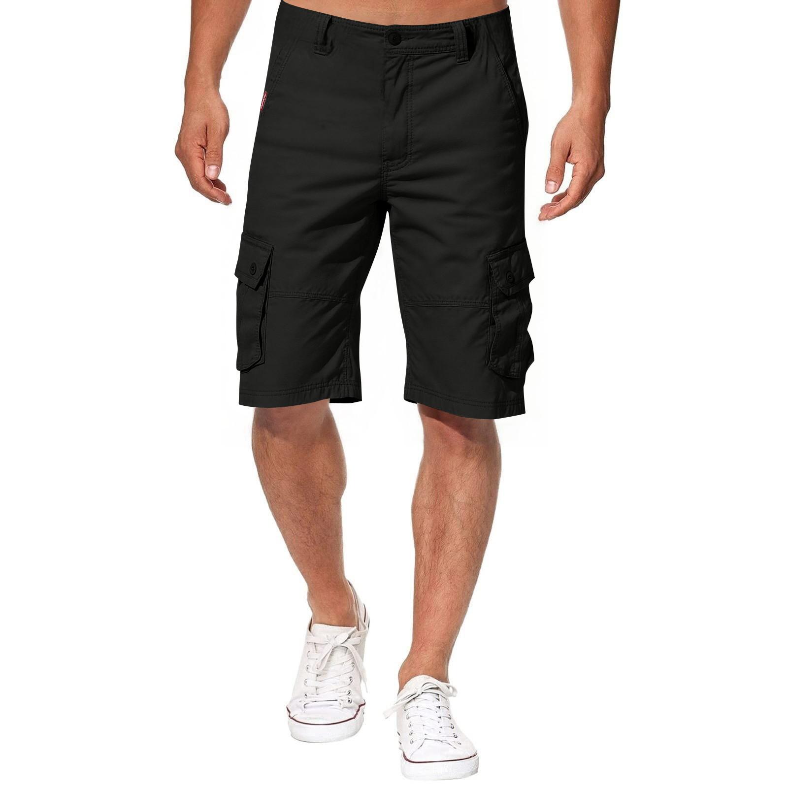 Men s Color Work Pants, Cotton Six Quarter Pants, Retro Washed Multi Pocket Straight Leg Work Pants S