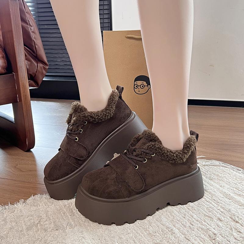 Women's thick-soled winter fur one lightweight warm anti-cold padded snow boots non-slip wear casual sneakers cotton boots Le Fu shoes