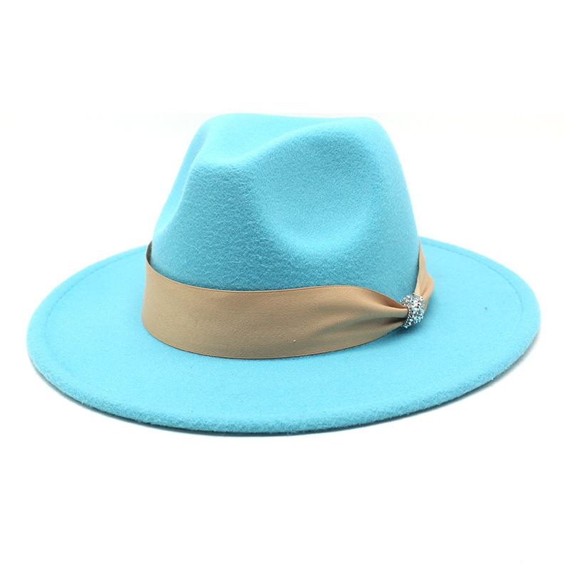 British Woolen Hat Women'S Spring Wide Brim Flat Top Internet Celebrity French Top Hat Flat Edge Imitation Wool Camel Jazz Hat