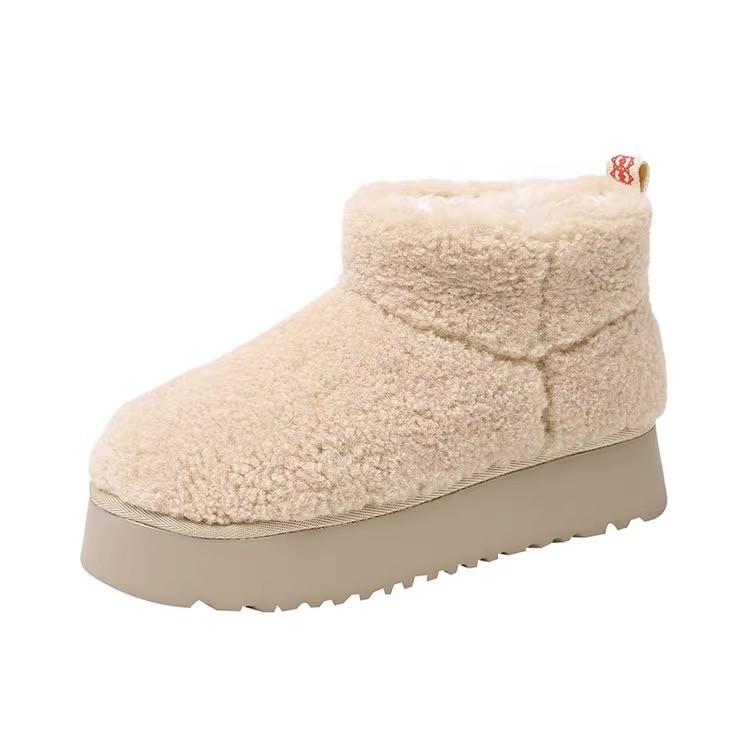 

Women s Large Size Winter Warm Plush Snow Boots Padded Lining Ankle Boots Fur Integral Non-slip Hiking Sports Cotton Boots 34