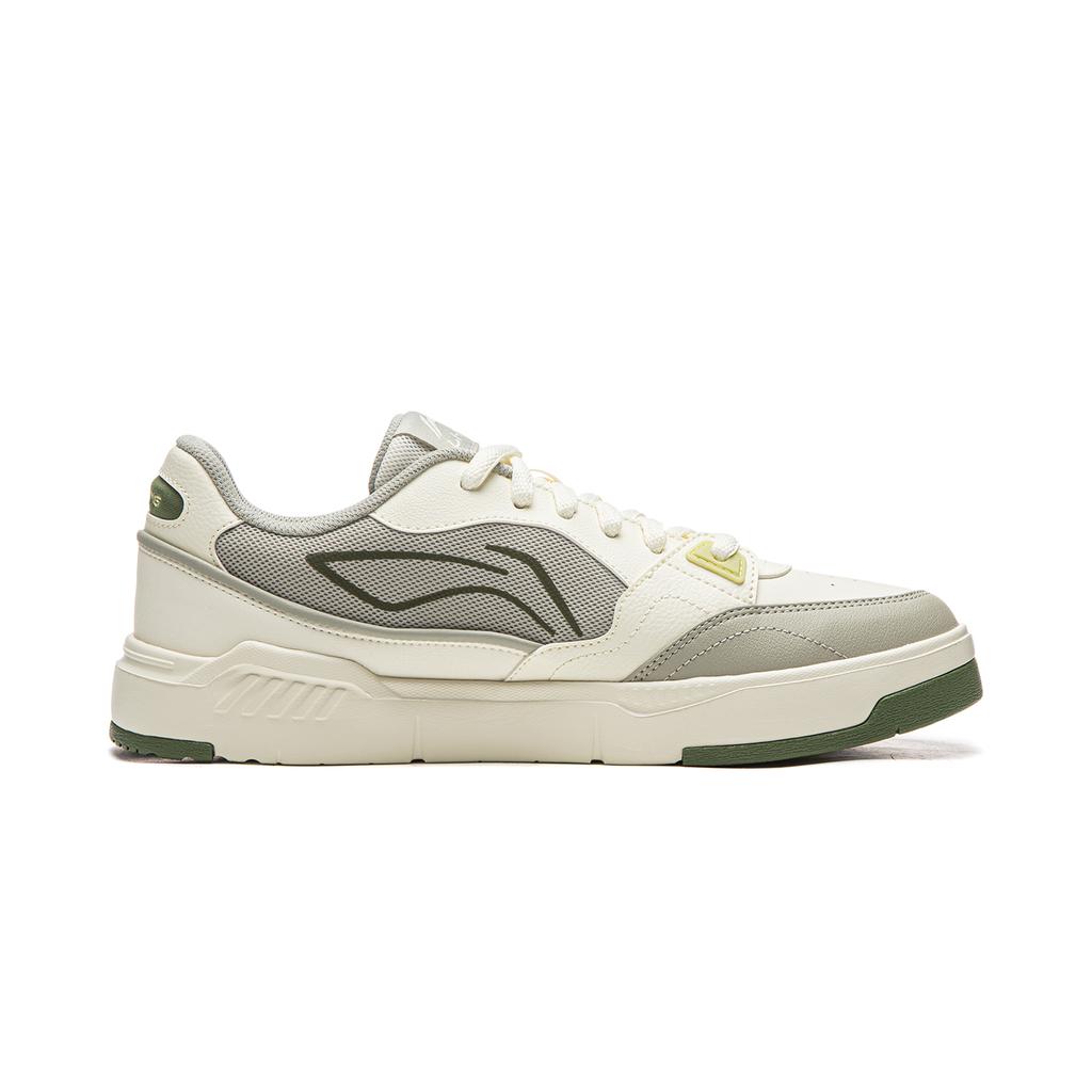 Li Ning Common 80s Skateboard Shoes Men's Low Top Ecru/Dust Gray Green AGCW135-2