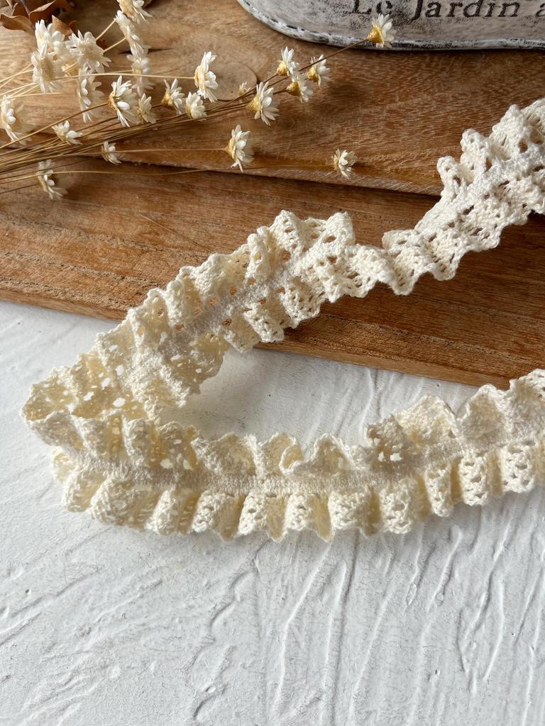 Beige Elastic Lace Band - Cotton Thread Decorative Doll Lace for DIY Clothing Accessories