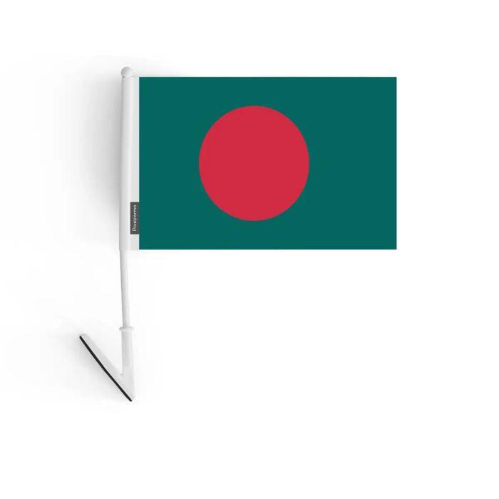 Drapeau adhésif - Bangladesh - 14 x 21 cm - Polyester - Léger - Recto/verso