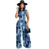 D9611 Hot Sale European and American Women's Clothing, Fashion Pattern Printed Sleeveless Onesie + Wide Leg Pants Set