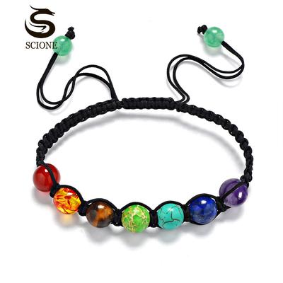 LUXY MOON 7-Farben-Naturstein-Armband-Behandlung Aura-Stein-Perlenarmband 6-8-10 mm
