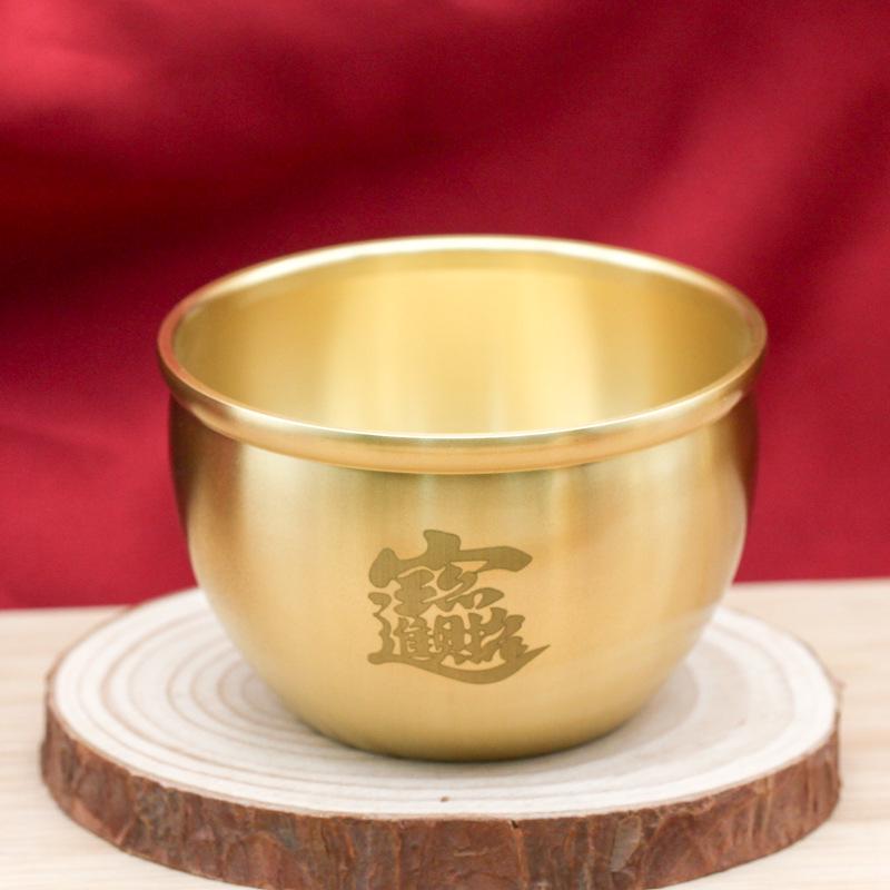 Brass Laser-Engraved Zhaocai Jinbao Cylinder Home Decoration Gift
