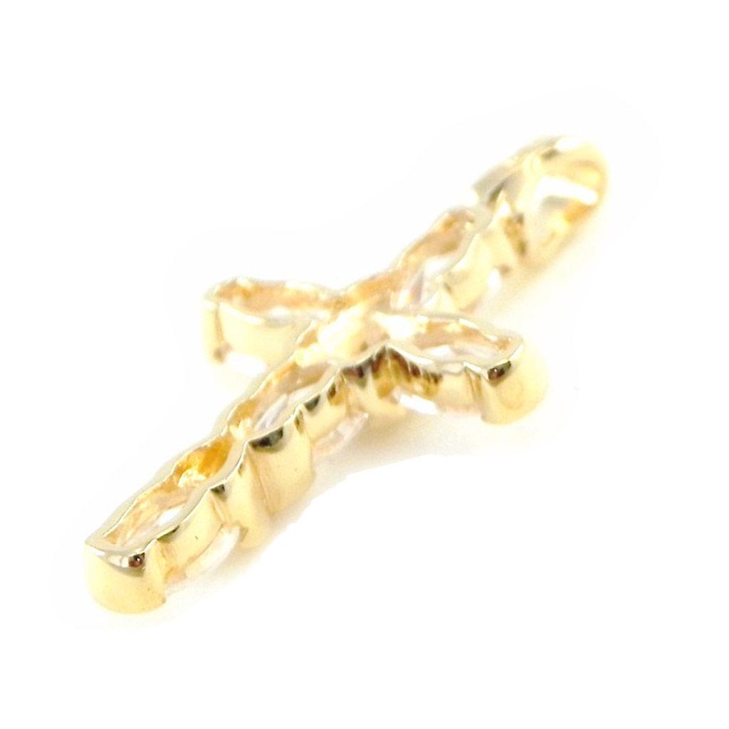 Les Trésors De Lily [F6810] - Gold Plated Pendant 'Purity Cross' Golden White - 15x25 Mm