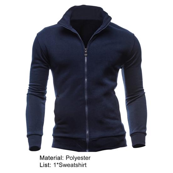 Hoodie Stand Collar Solid Color Warm Business Cardigan Men Coat for Autumn