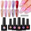 Icy Glitter Rainbow Cat Eye Gel Nail Polish Kit with Tools, Glassy Jelly Bottles Gel Set, 24 Colors Nail Art Set