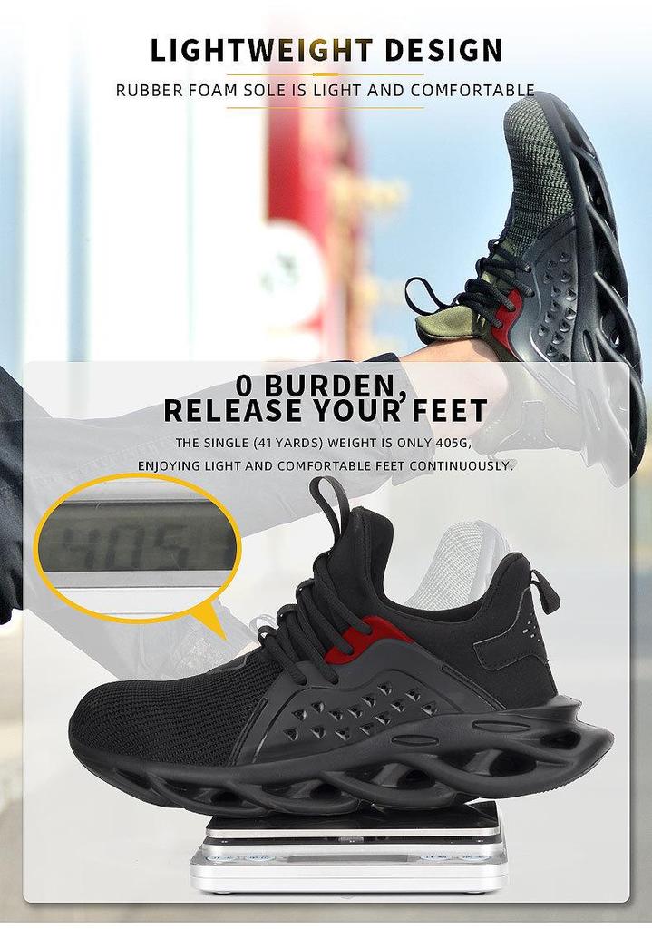 Summer Breathable Anti-smash Anti-puncture Safety Shoes with Lightweight Shock Absorption and Comfortable Flying Woven Upper